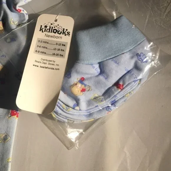 Baby Boy 6-9 months Blue Onesie + booties socks NEW - Picture 3 of 3